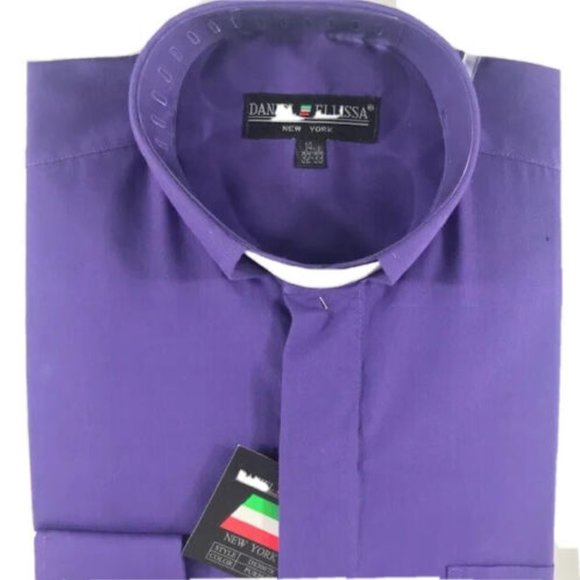 Daniel Ellissa Men's Clergy Shirt Purple with White Tab Sizes 14.5 - 22.5 - Picture 2 of 4
